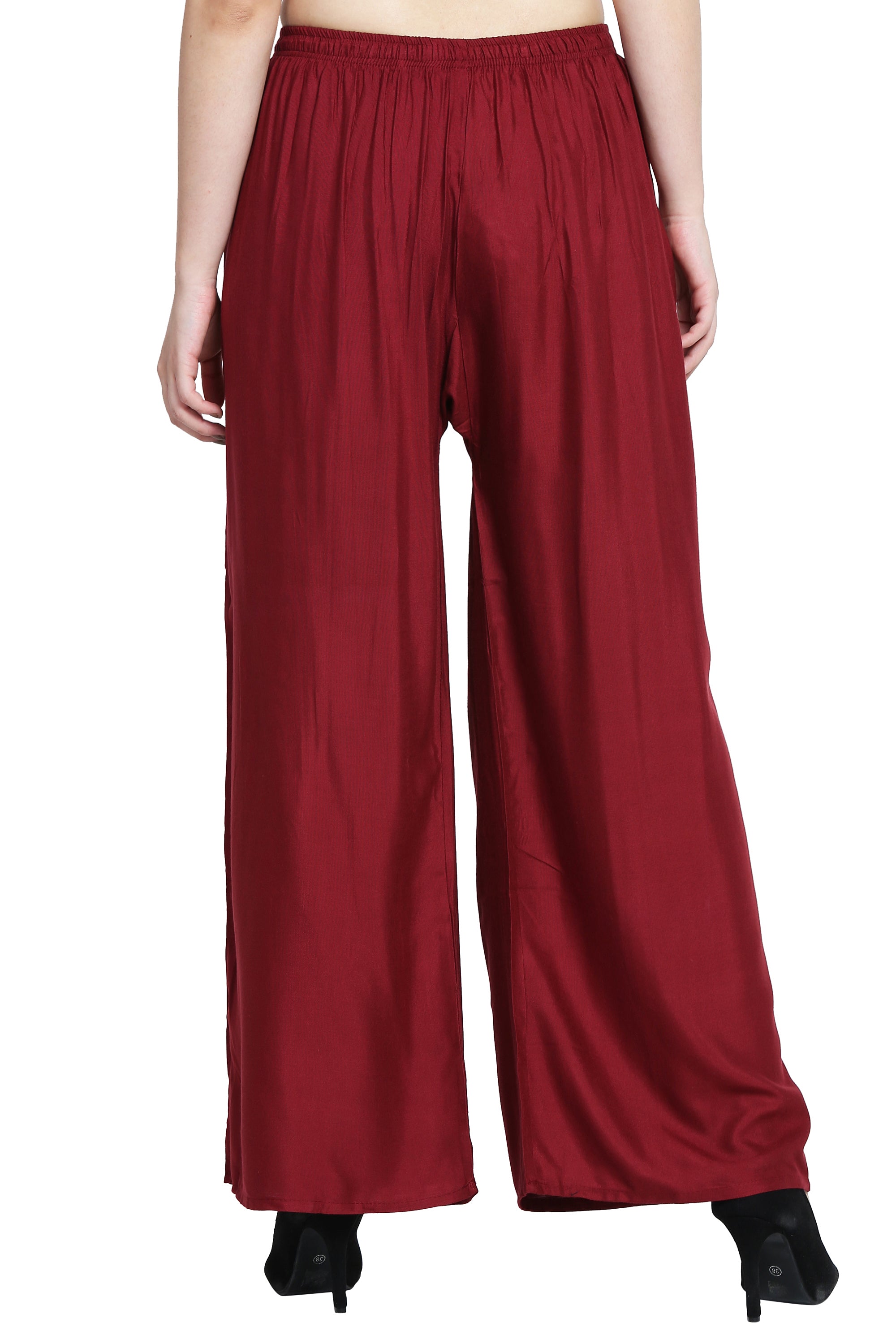 PAVONINE Maroon Color Rayon Fabric Half Flared Sharara For Women - Distacart