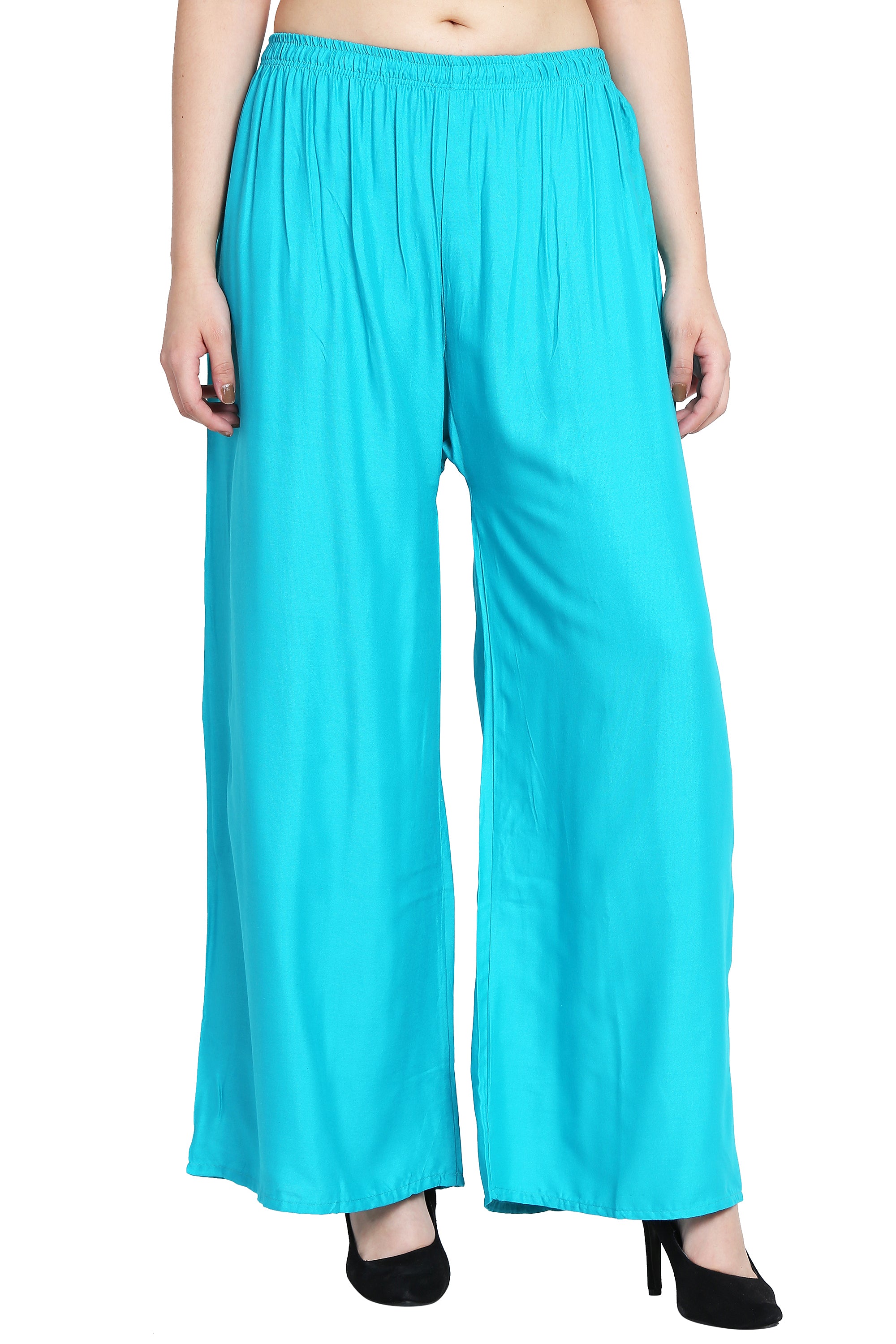 PAVONINE Rama Green Color Rayon Fabric Half Flared Sharara For Women - Distacart