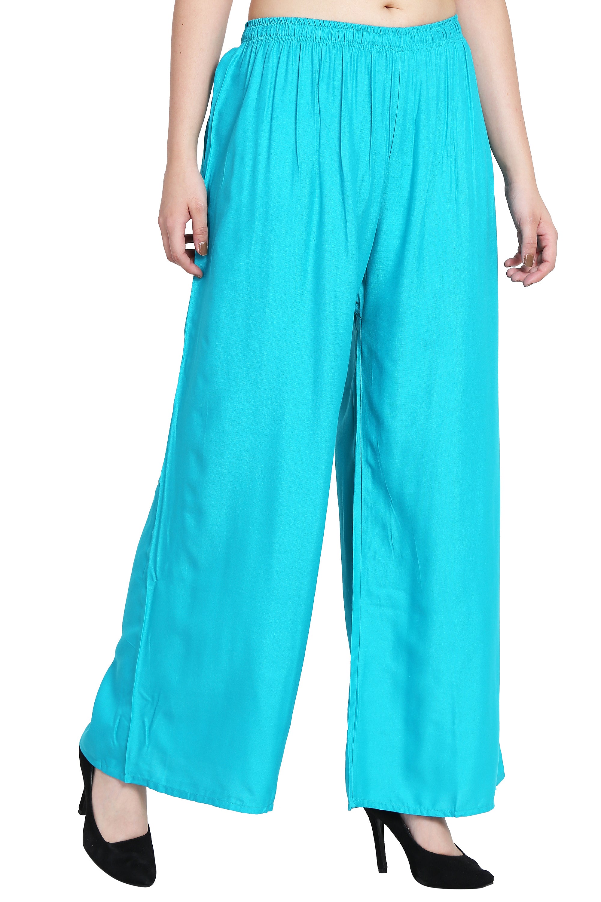 PAVONINE Rama Green Color Rayon Fabric Half Flared Sharara For Women - Distacart