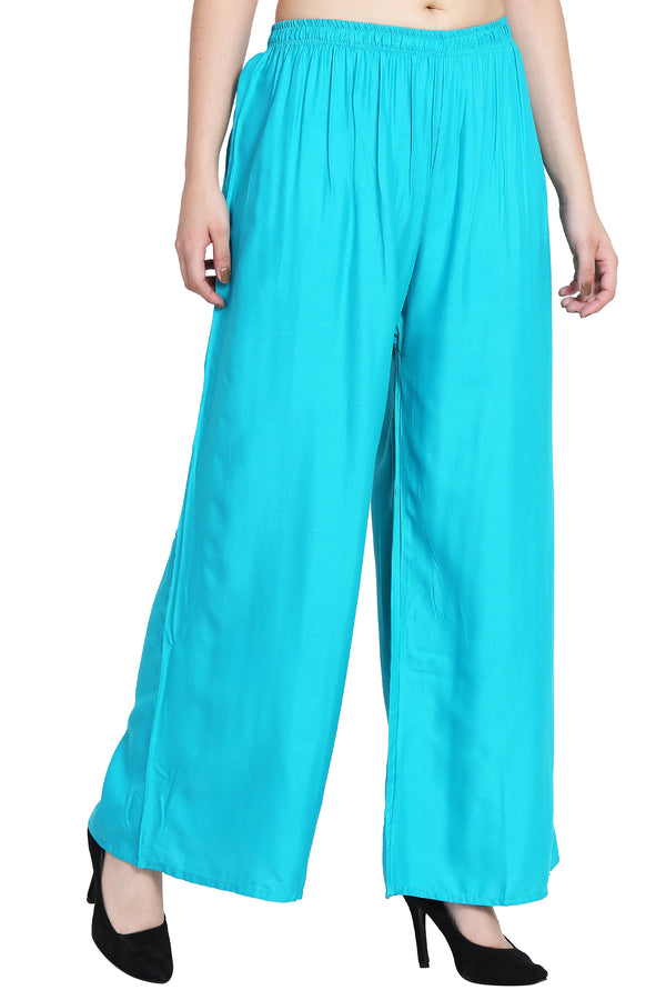 PAVONINE Rama Green Color Rayon Fabric Half Flared Sharara For Women - Distacart