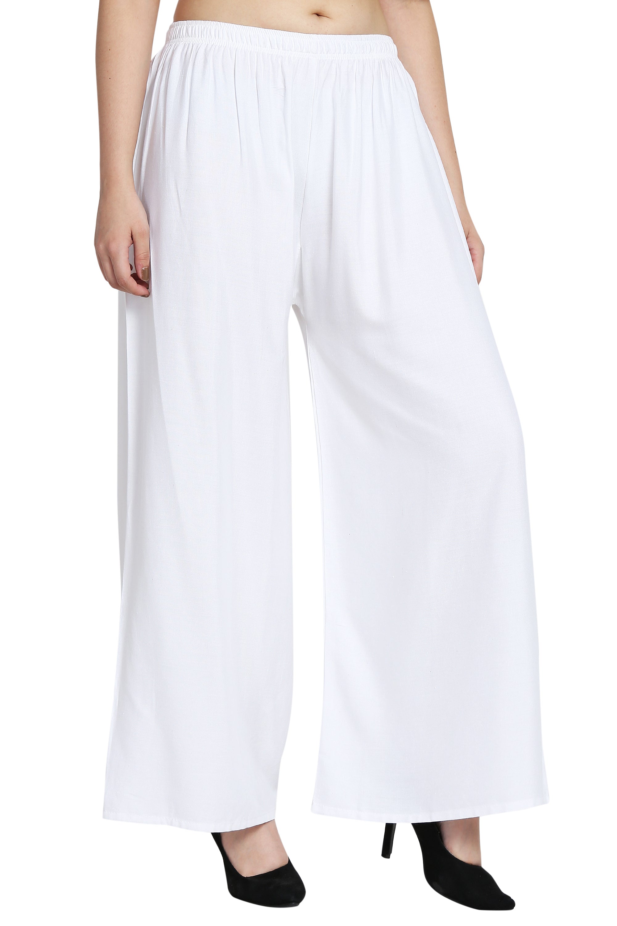 PAVONINE White Color Rayon Fabric Half Flared Sharara For Women - Distacart