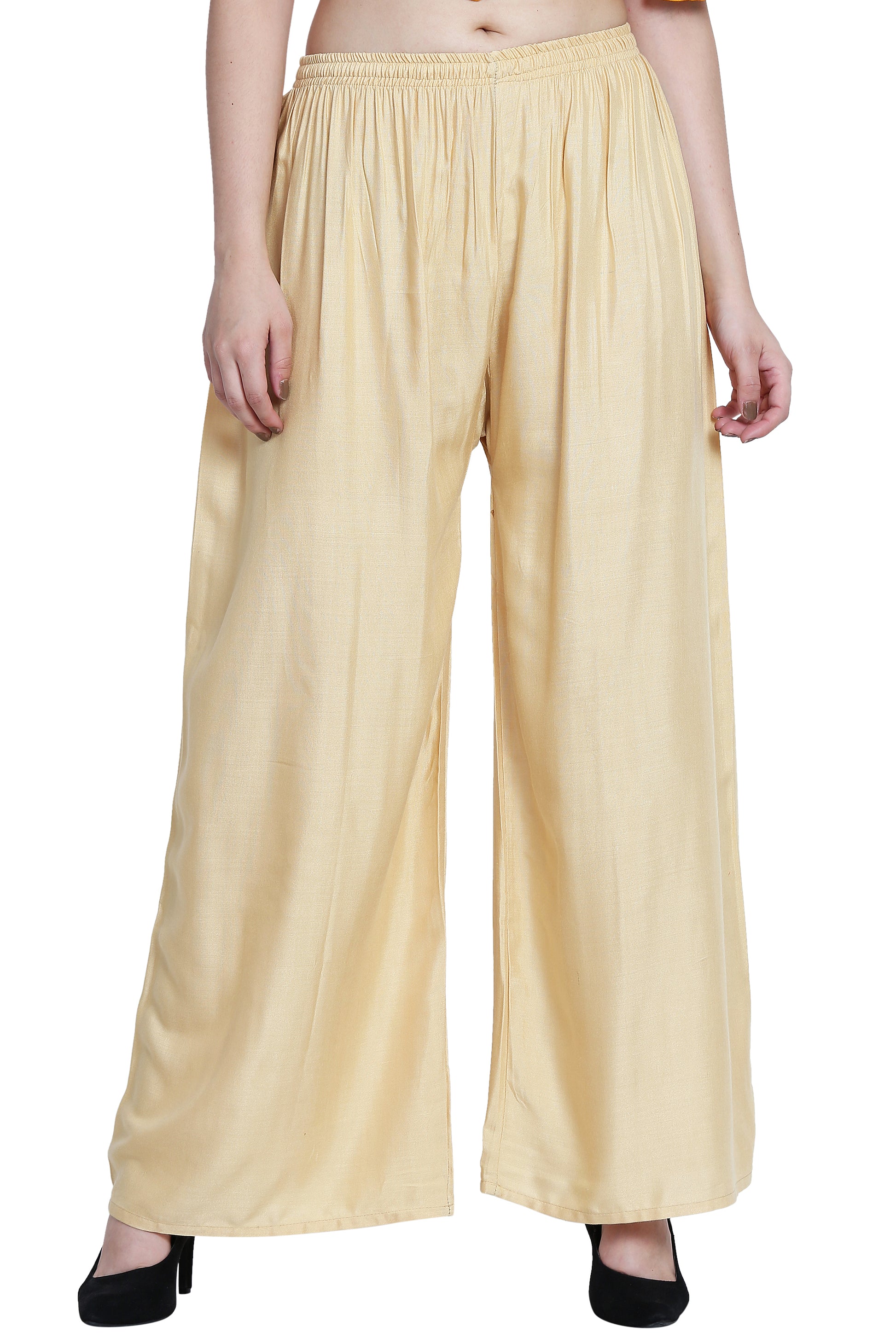 PAVONINE Beige Color Rayon Fabric Half Flared Sharara For Women - Distacart