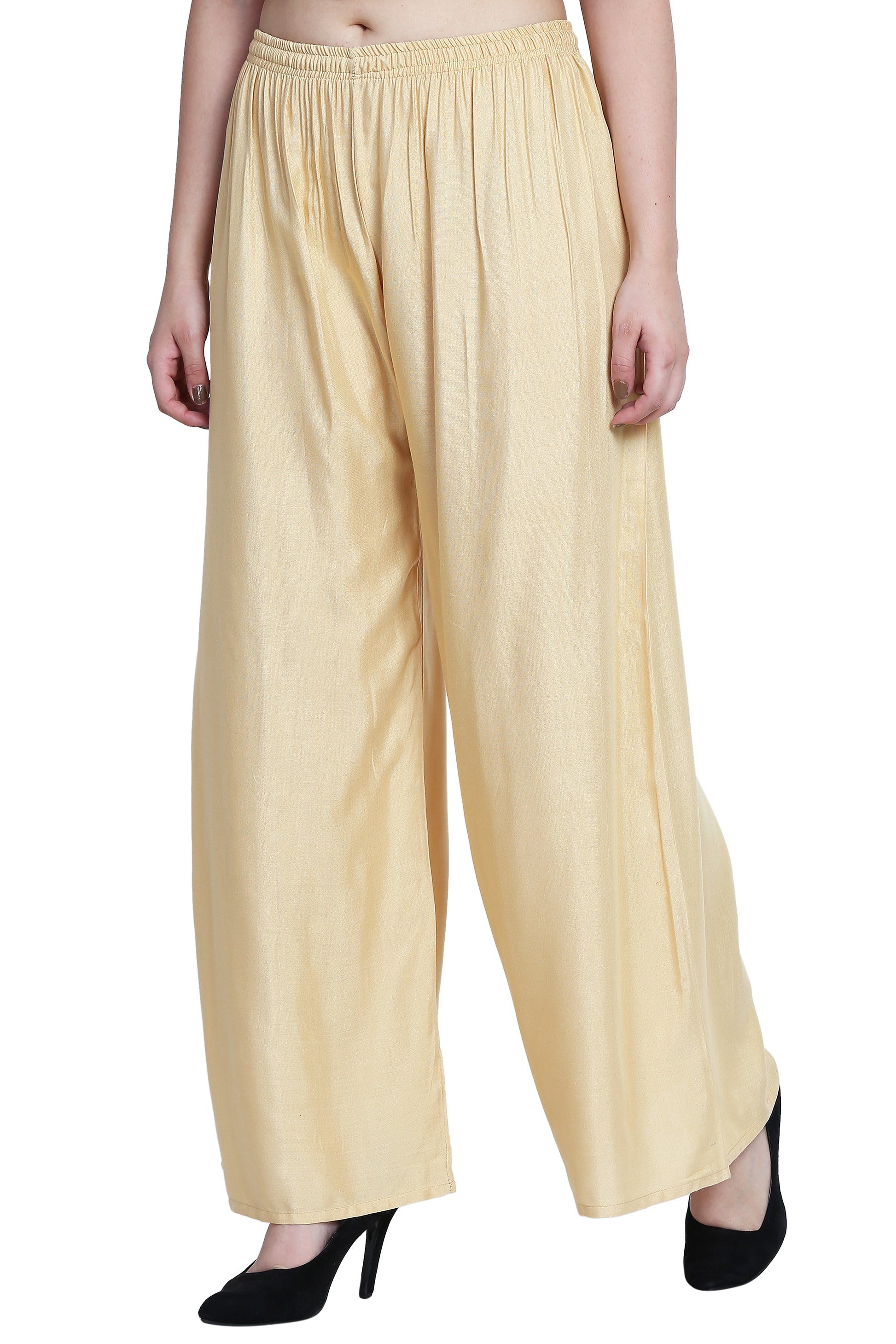 PAVONINE Beige Color Rayon Fabric Half Flared Sharara For Women - Distacart