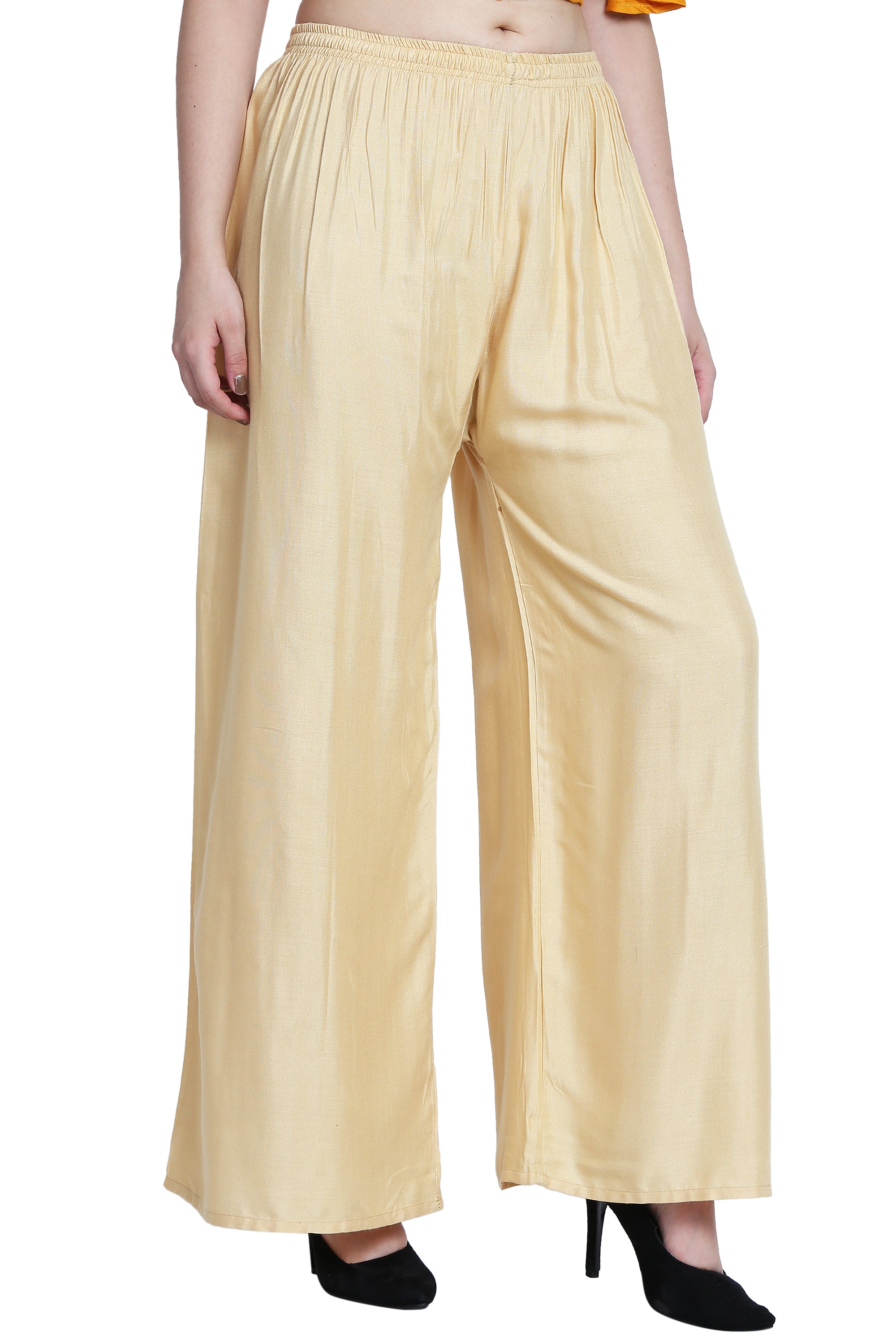 PAVONINE Beige Color Rayon Fabric Half Flared Sharara For Women - Distacart