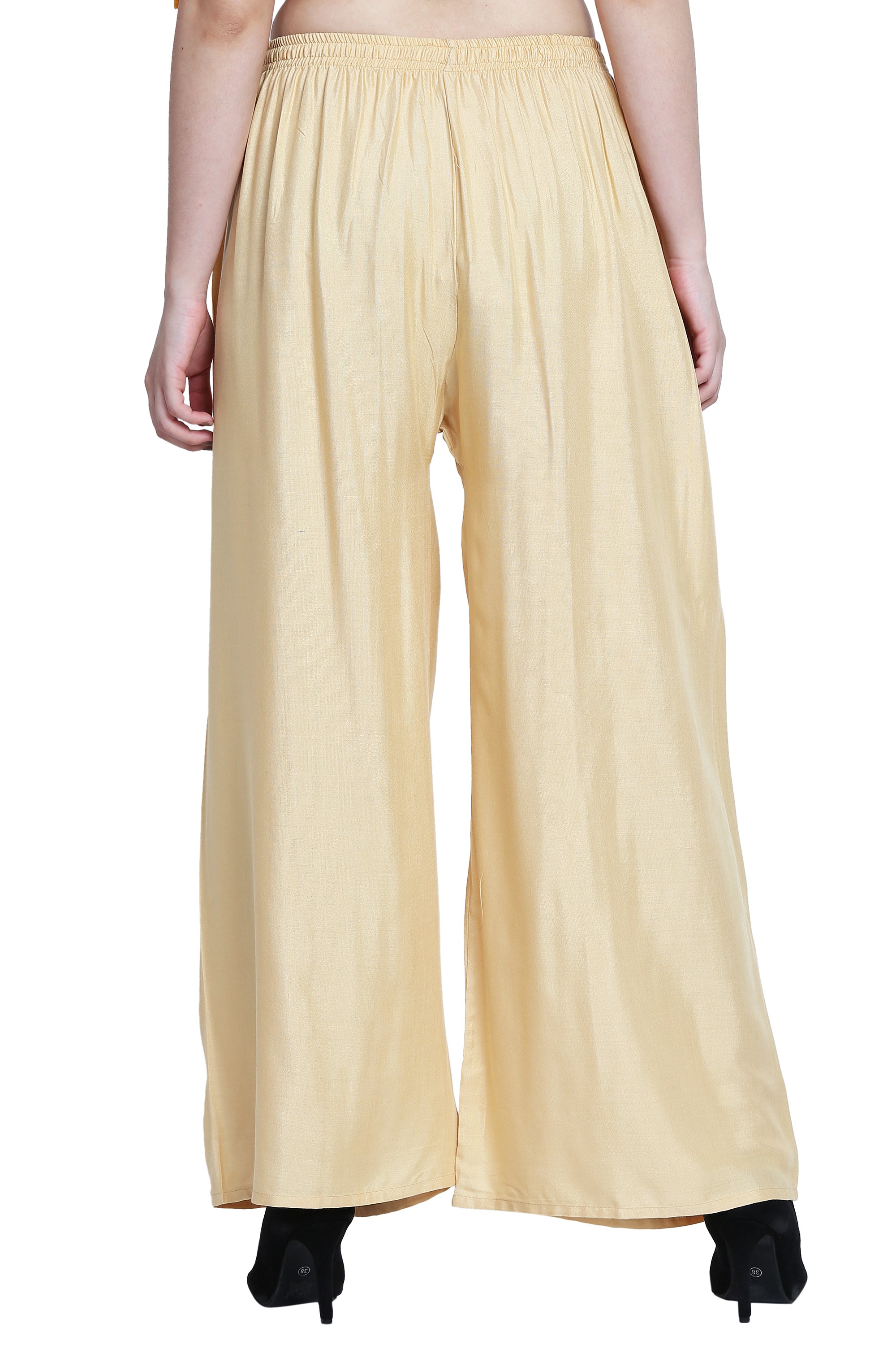 PAVONINE Beige Color Rayon Fabric Half Flared Sharara For Women - Distacart