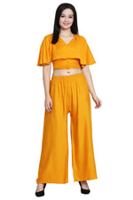 Thumbnail for PAVONINE Mustard Color Rayon Fabric Half Flared Sharara For Women - Distacart