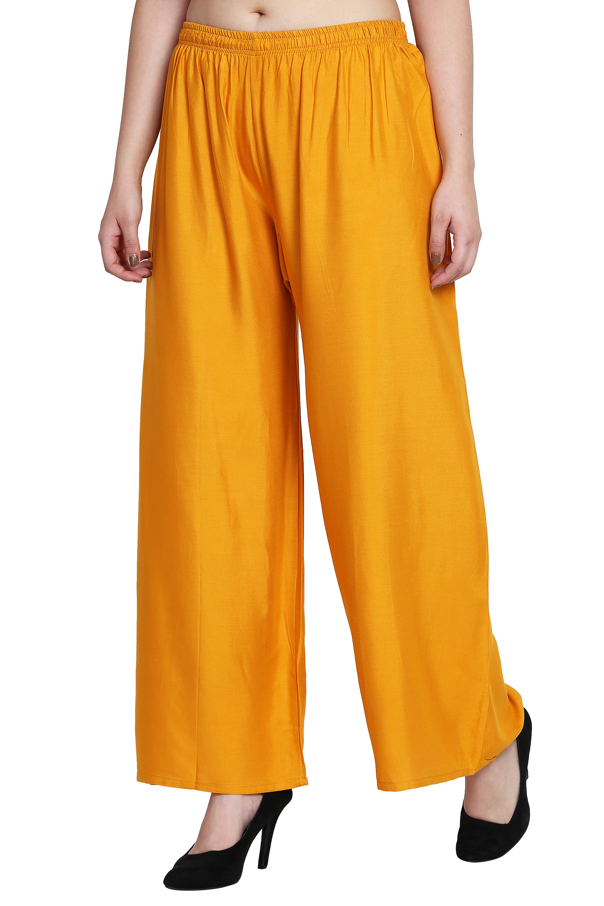 PAVONINE Mustard Color Rayon Fabric Half Flared Sharara For Women - Distacart