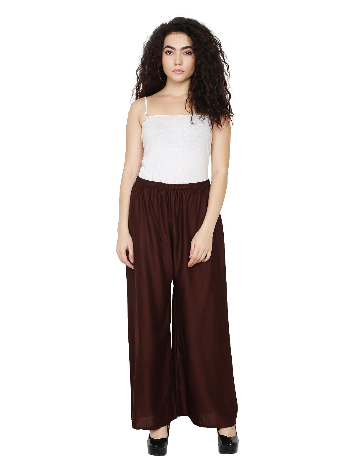 PAVONINE Brown Color Rayon Fabric Half Flared Sharara For Women - Distacart