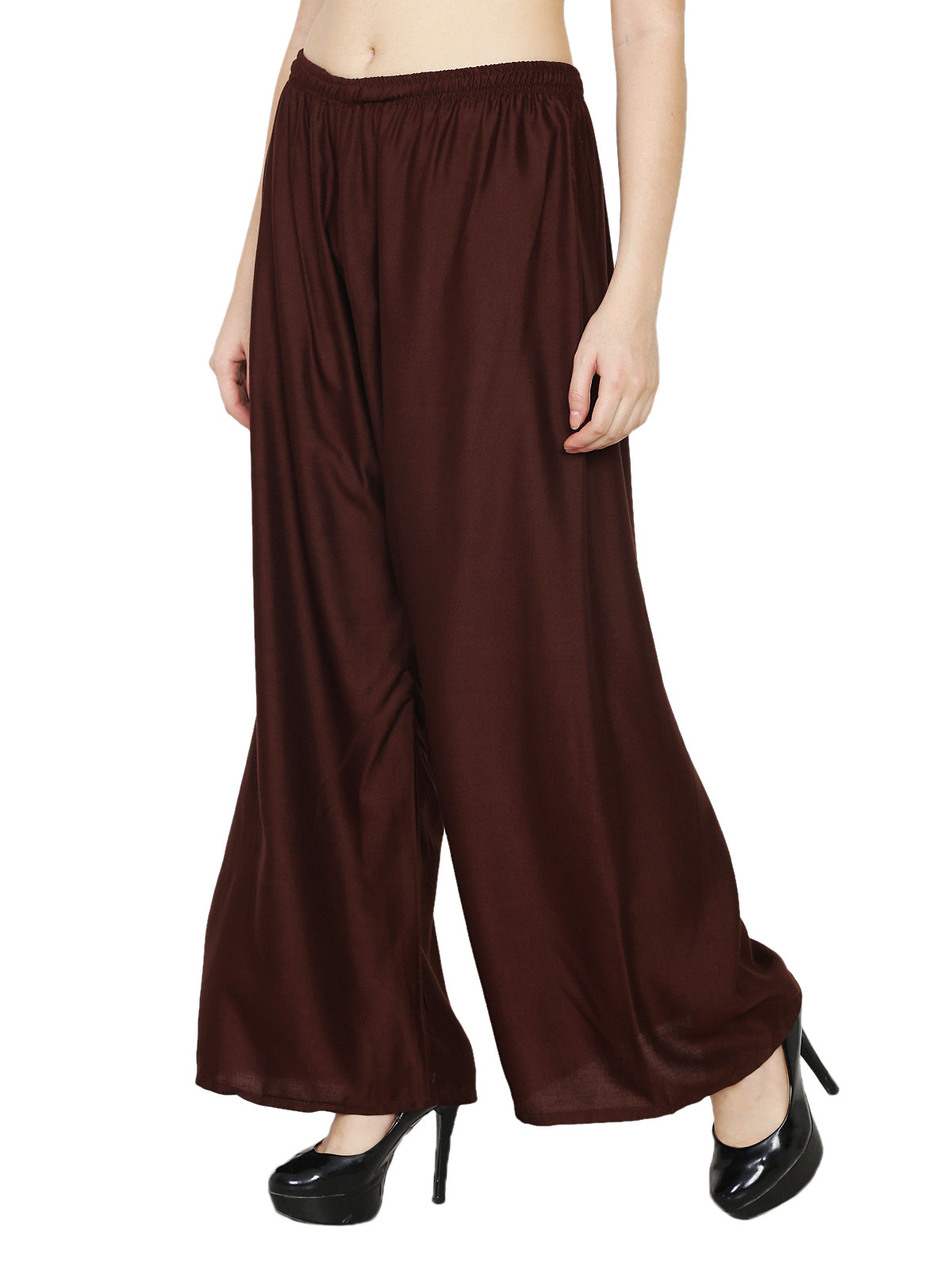 PAVONINE Brown Color Rayon Fabric Half Flared Sharara For Women - Distacart