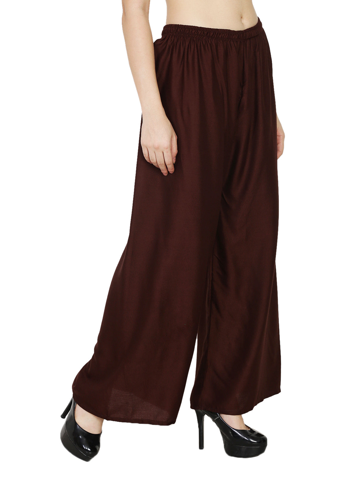 PAVONINE Brown Color Rayon Fabric Half Flared Sharara For Women - Distacart