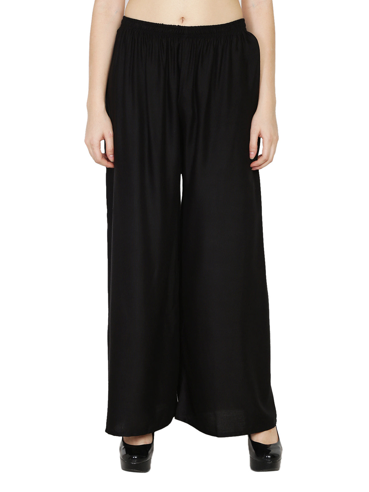 PAVONINE Black Color Rayon Fabric Half Flared Sharara For Women - Distacart