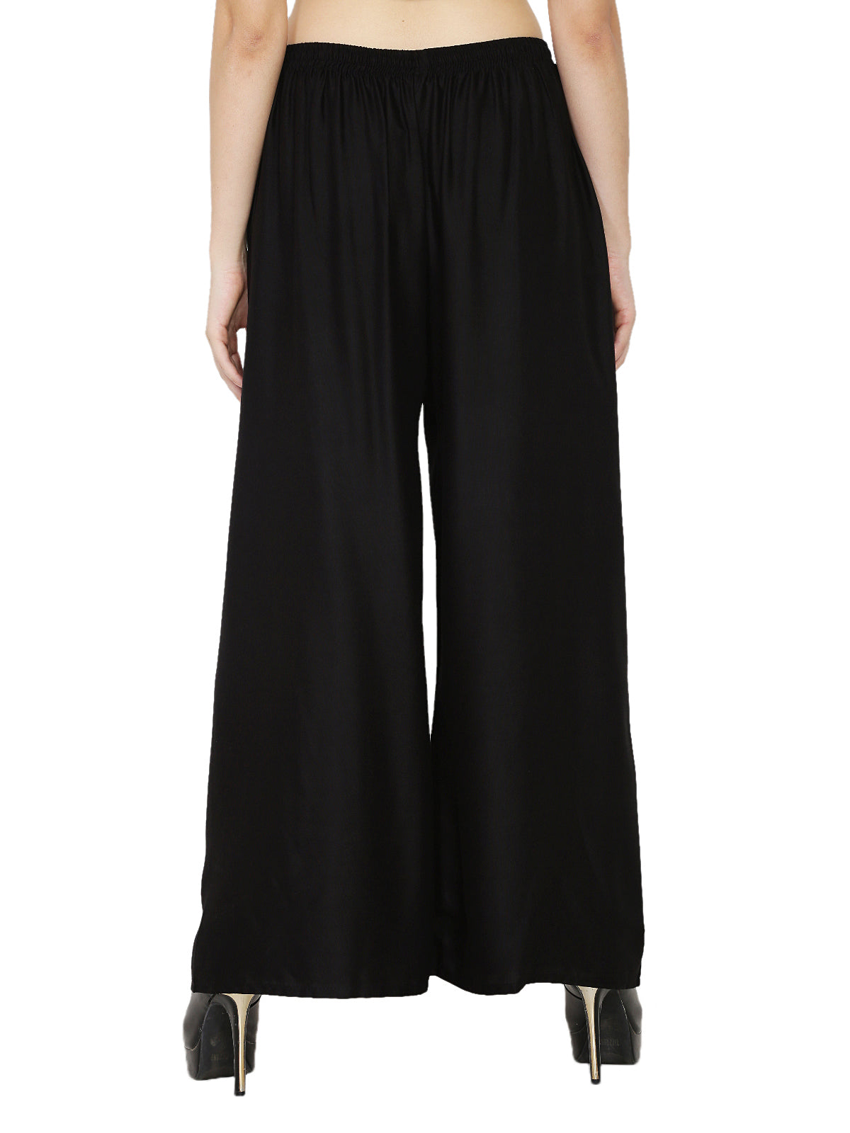 PAVONINE Black Color Rayon Fabric Half Flared Sharara For Women - Distacart