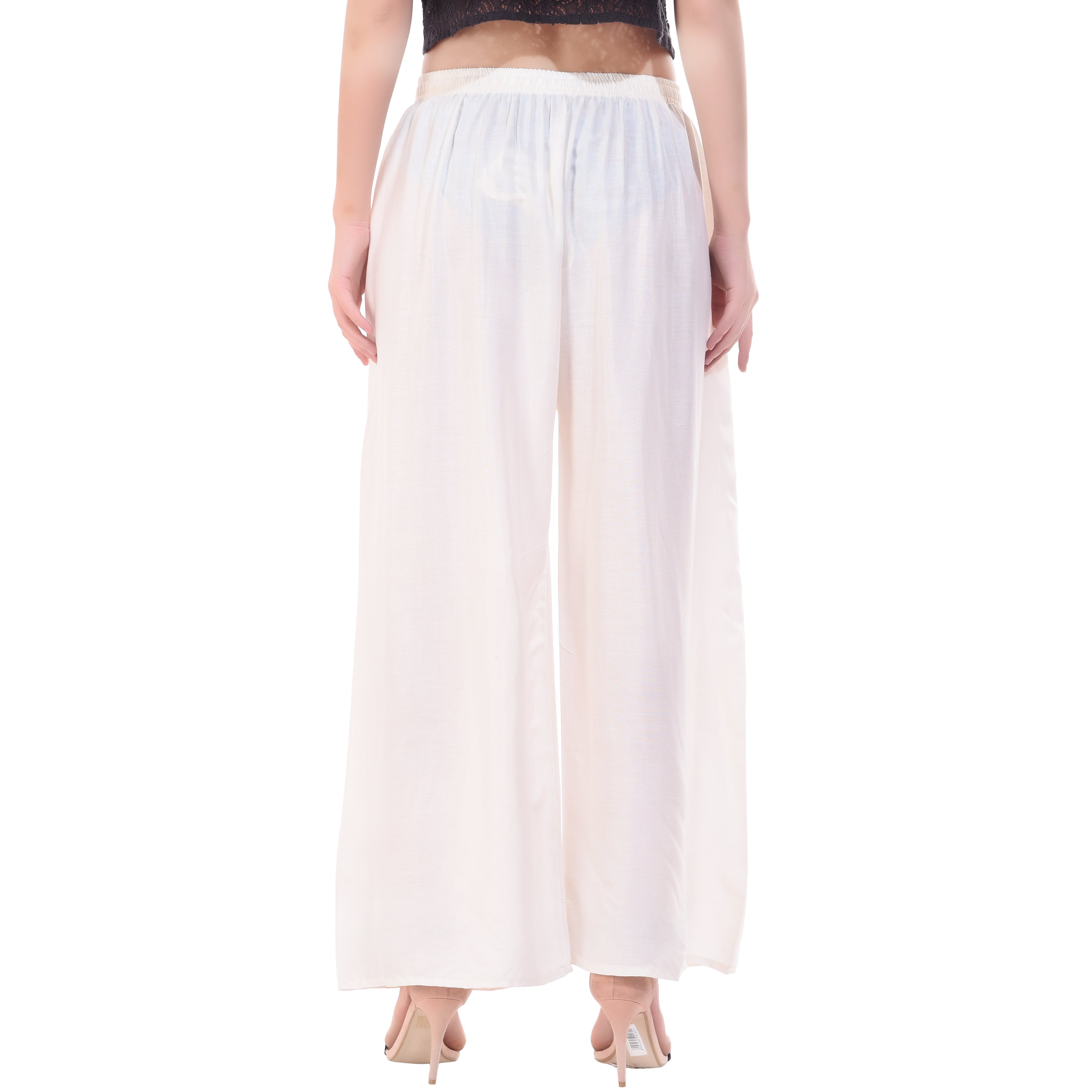 PAVONINE Off-White Color Rayon Fabric Half Flared Sharara For Women - Distacart