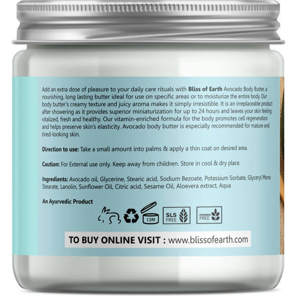 Bliss of Earth Rejuvenating Avocado Body Butter - Distacart