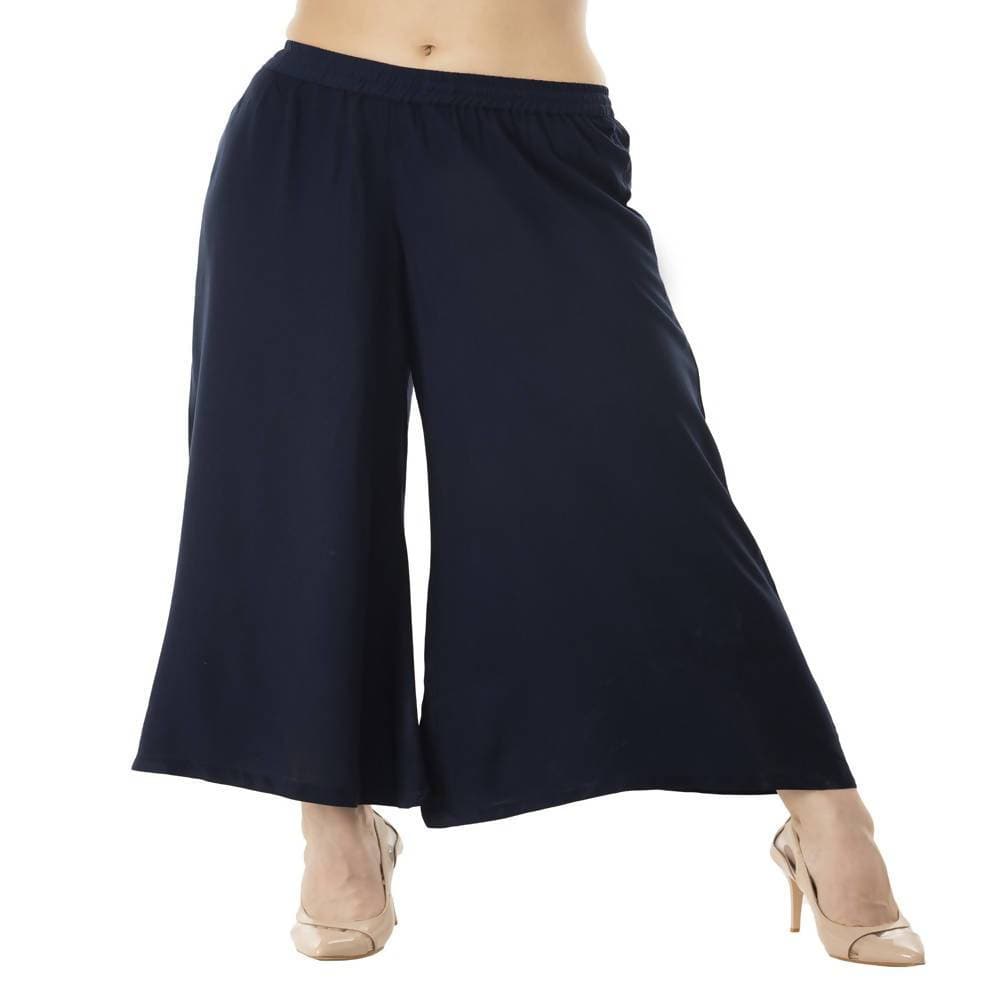 Lagi Women's Navy Blue Solid Palazzo (PLZ01B)
