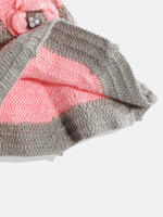 Thumbnail for Chutput Kids Woollen Hand Knitted Short Sleeves Flower Detail Dress - Pink - Distacart
