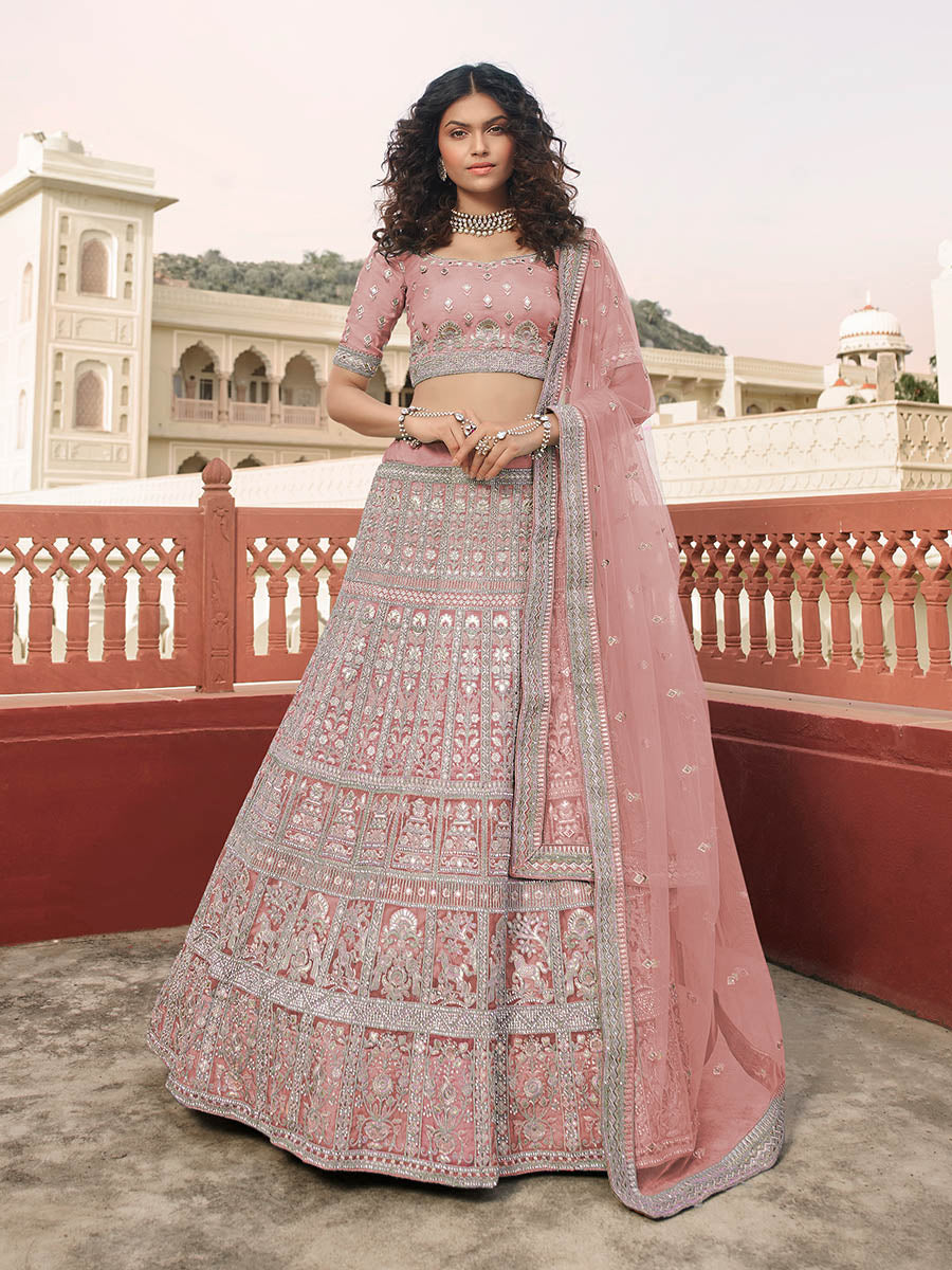 Myra Mauve Organza Embroidered Lehenga Choli