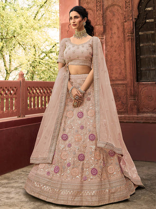 Myra Wedding Wear Mauve Organza Embroidered Lehenga Choli