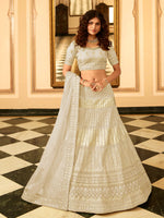 Thumbnail for Myra Cream Organza Embroidered Lehenga Choli - Distacart