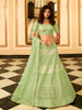 Myra Pista Green Organza Embroidered Lehenga Choli - Distacart
