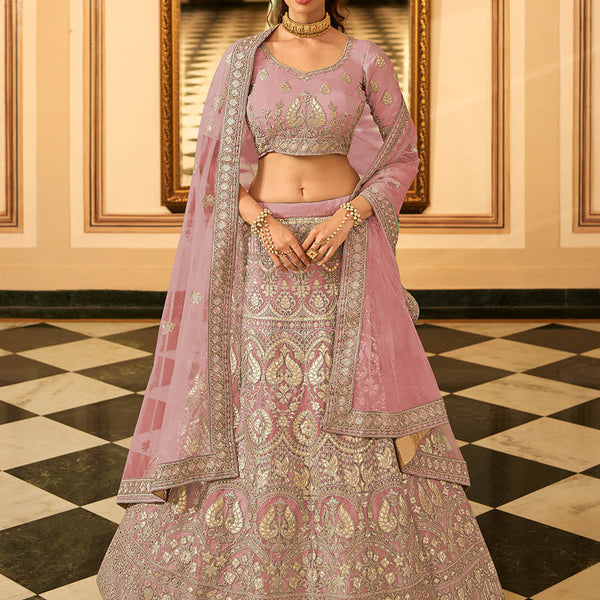 Myra Mauve Organza Embroidered Lehenga Choli - Distacart