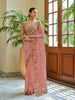 Myra Peach Embroidered Organza Fancy Saree - Distacart