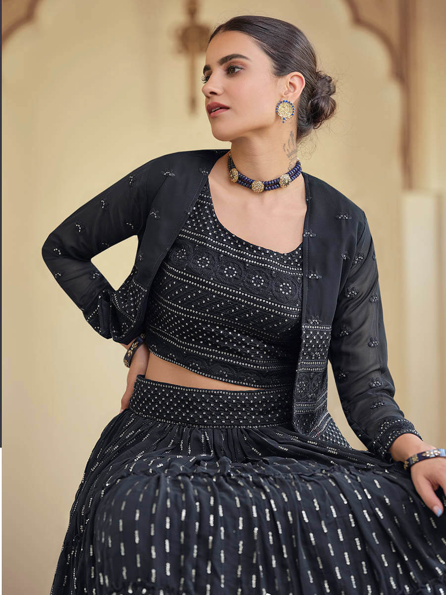 Myra Navy Blue georgette Designer Suit - Distacart