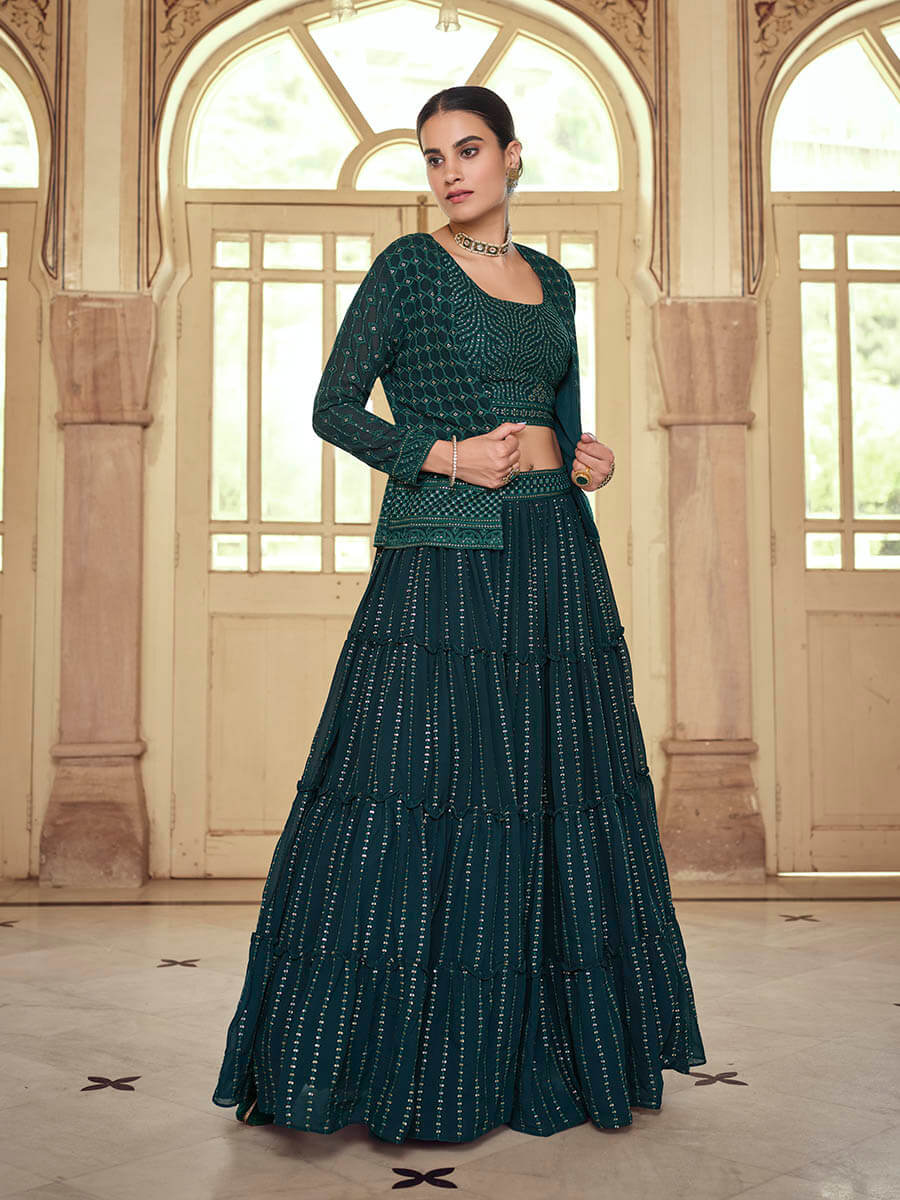 Myra Dark Green georgette Designer Suit - Distacart