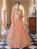 Myra Peach Net Embroidered Lehenga