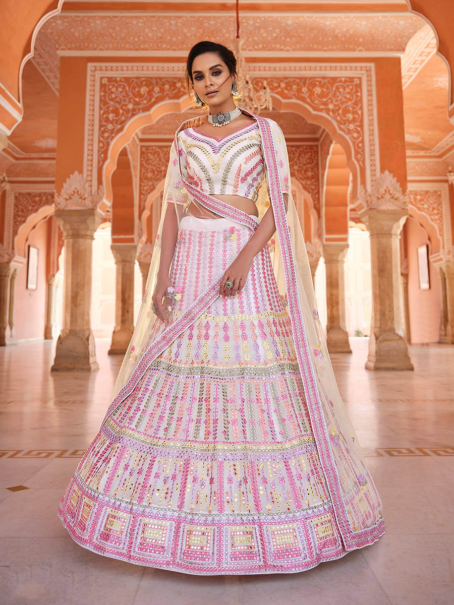 Myra Baby Pink Designer Hand work Lehenga - Distacart