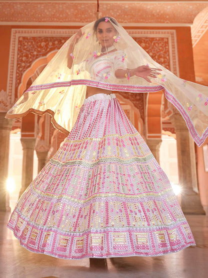 Myra Baby Pink Designer Handwork Lehenga
