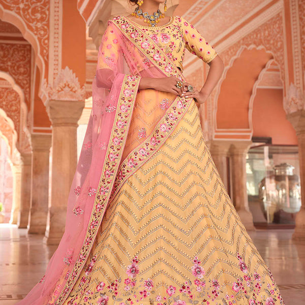 Myra Light Yellow Designer Handwork Lehenga