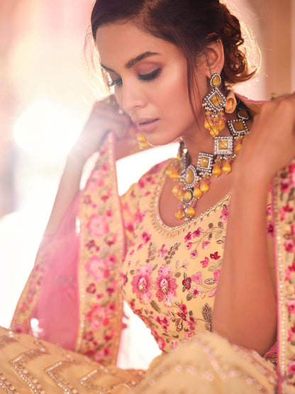 Myra Light Yellow Designer Handwork Lehenga