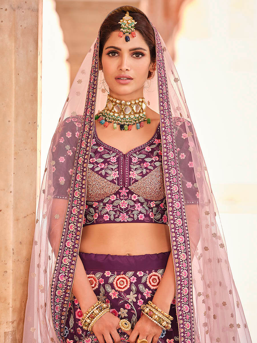 Myra Violet Designer Hand work Lehenga - Distacart