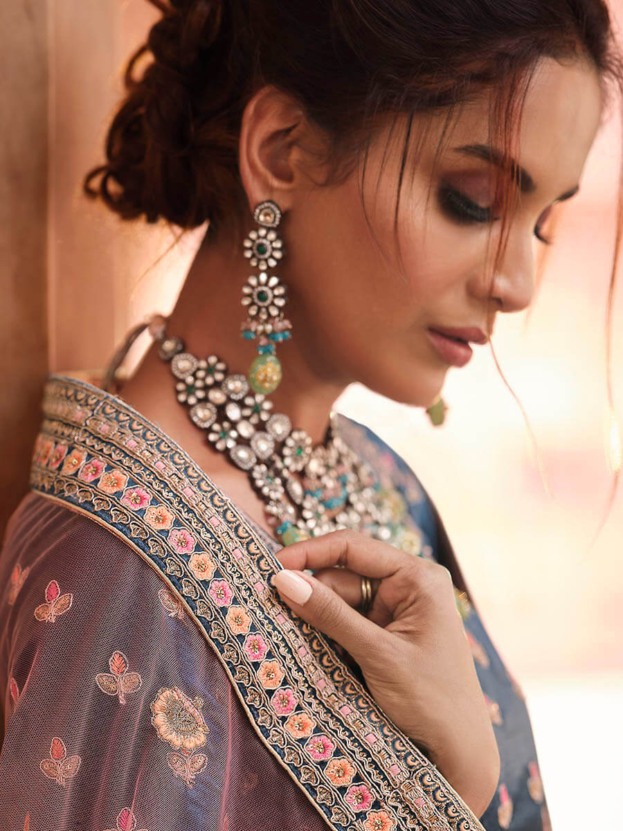 Myra Navy Blue Designer Hand work Lehenga