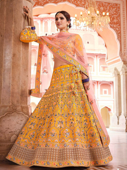 Myra Mustard Yellow Designer Hand work Lehenga