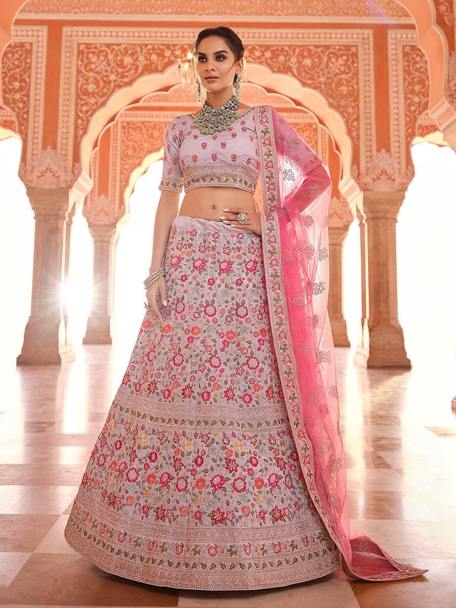Myra Dusty Pink Designer Hand work Lehenga - Distacart