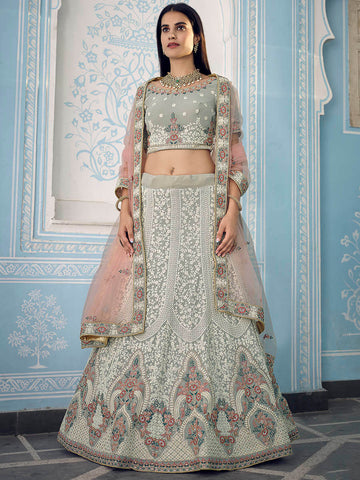 Myra Grey Georgette Embroidered Lehenga