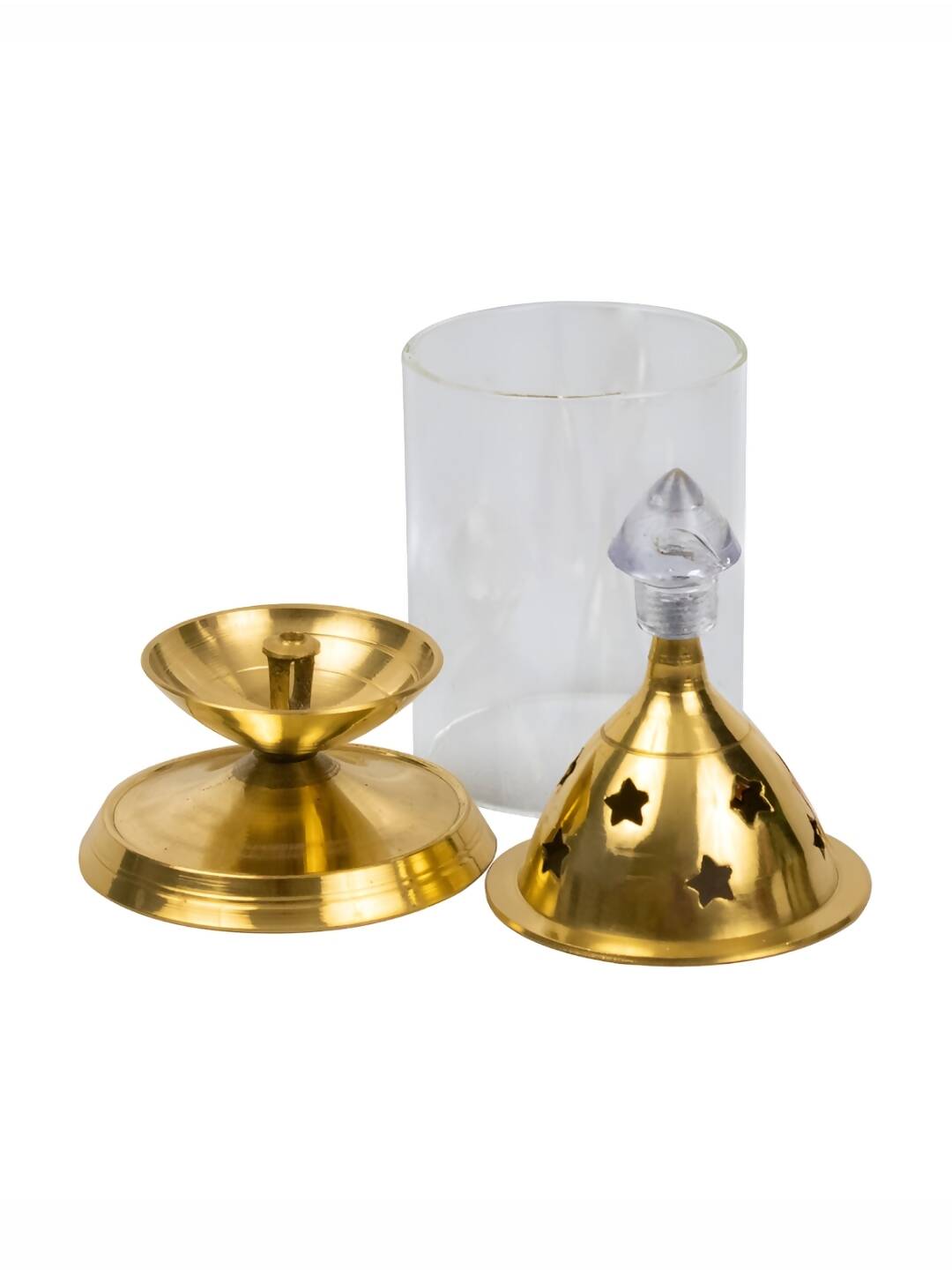 Spillbox Gold-Toned Brass Glass Udupi Diya Pooja Essential - Distacart