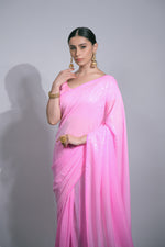 Thumbnail for Malishka Women's Celebrity Inspired Designer Sequance Saree With Blouse Piece - Pink - Distacart