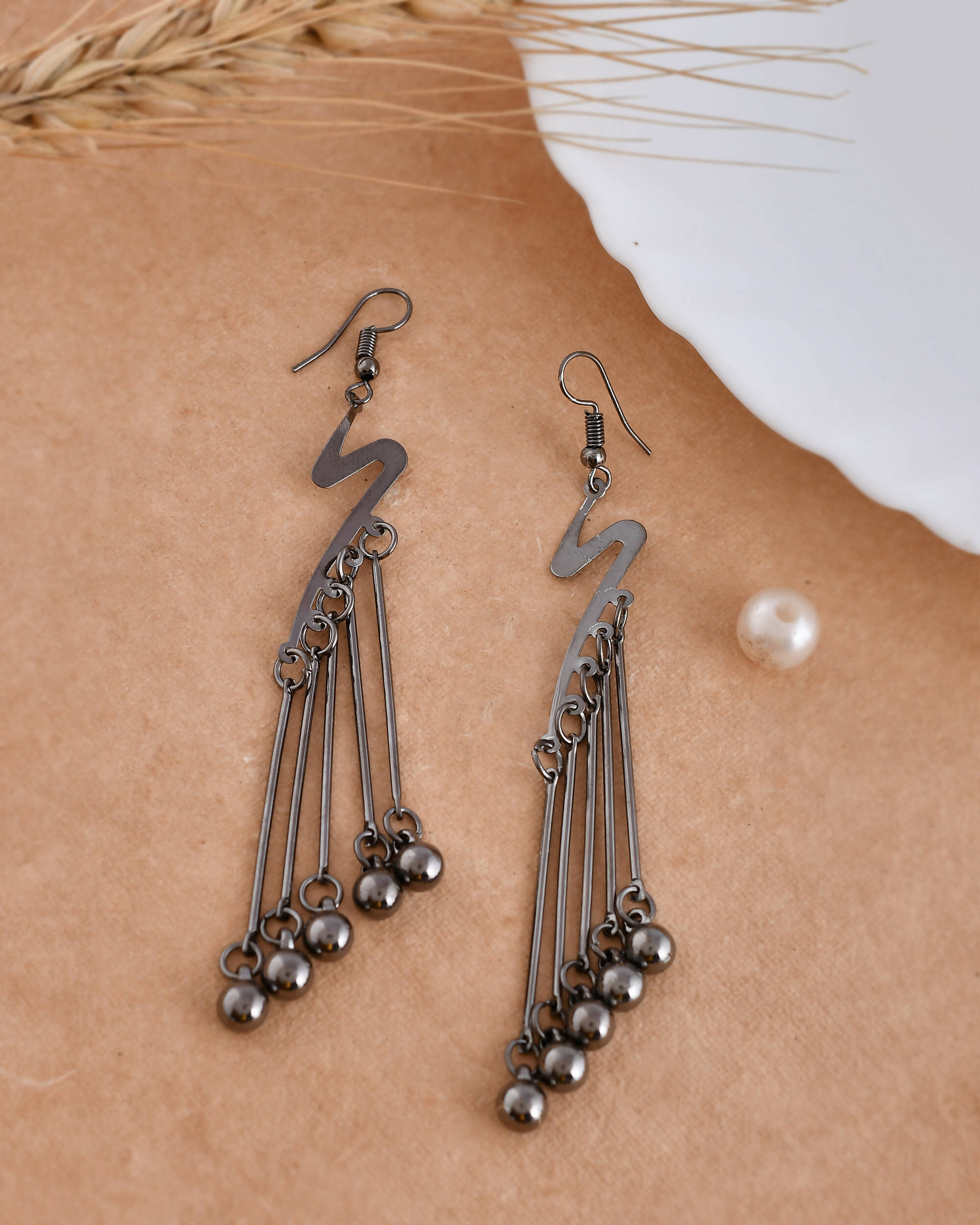 VOJ Women Rhodium-Plated Drop Chain Earrings Stainless Steel Drops & Danglers - Distacart