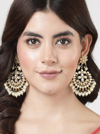 Thumbnail for NVR Women's Gold Plated Kundan Chandbali Earrings - Distacart