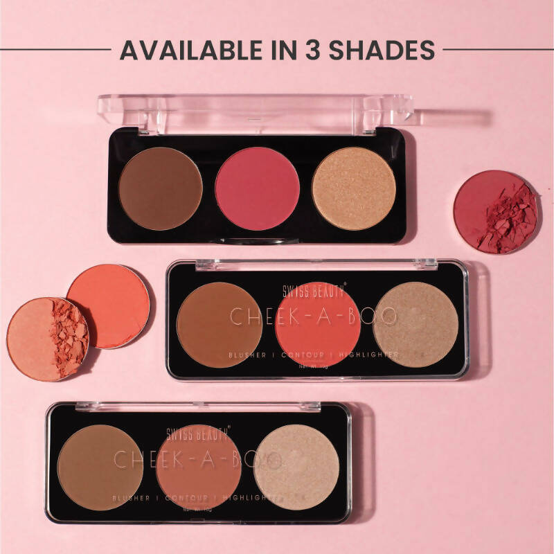 Swiss Beauty Cheek-A-Boo 3 In 1 Blusher Contour & Highlighter - 2 - Distacart