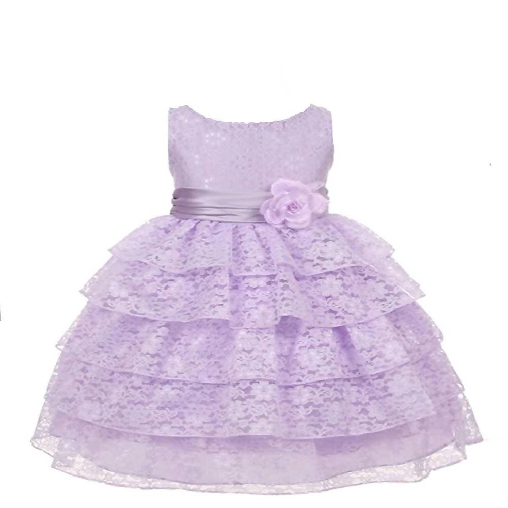 Asmaani Baby Girl's Lavender Colour Satin A-Line Maxi Full Length Dress (AS-DRESS_22107) - Distacart