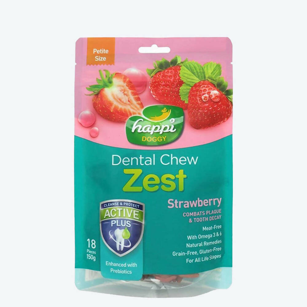 Happi Doggy Vegetarian Dental Chew Zest - Strawberry - Distacart