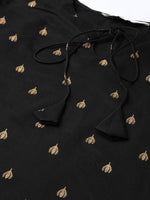 Thumbnail for Women's Black And Golden Block Printed Straight Kurta - Bhama - Distacart