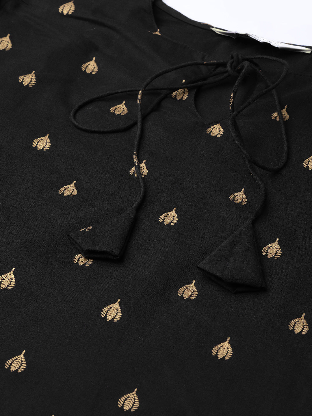Black And Golden Block Printed Straight Kurta - Bhama - Distacart