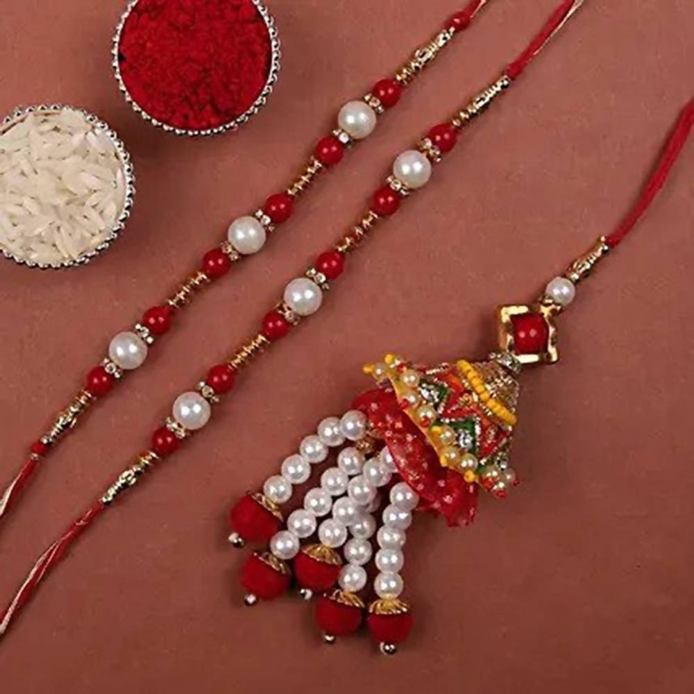 Pearl Rakhi Set & Lumba Rakhi
