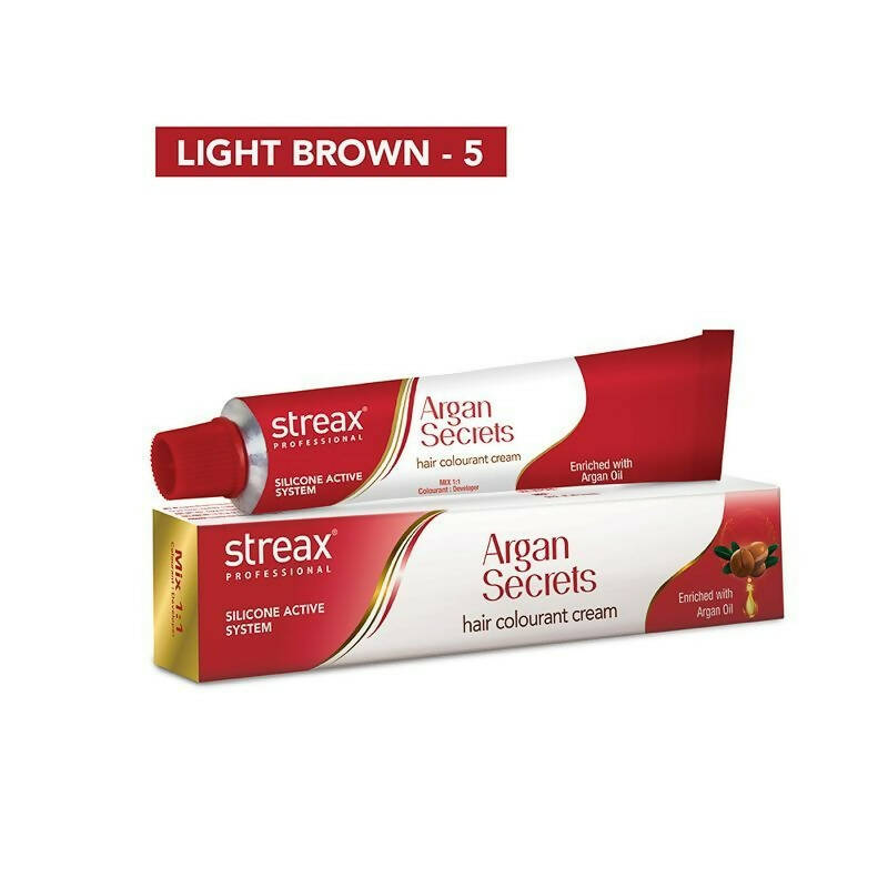 Streax Professional Argan Secrets Hair Colourant Cream - Light Brown 5 - Distacart
