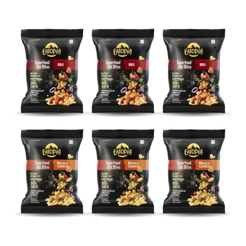 Eatopia Superfood Oats Bites - BBQ & Masala Crunch Combo - Distacart